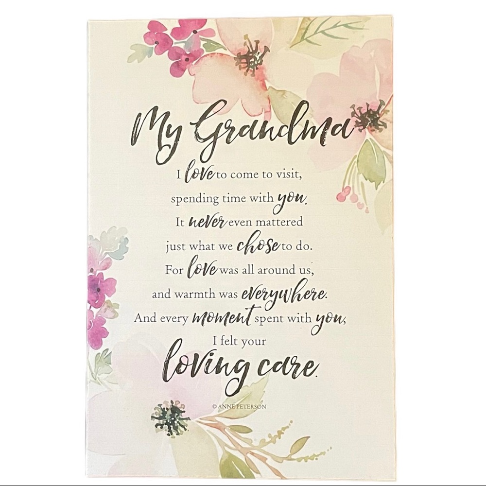My Grandma poem on wood frame by Anne Peterson